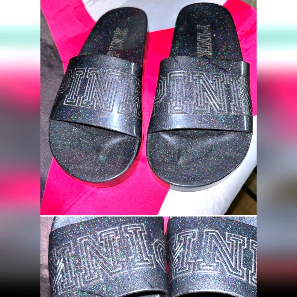 NWOT VS Pink Glitter Jelly Sandals Size 7